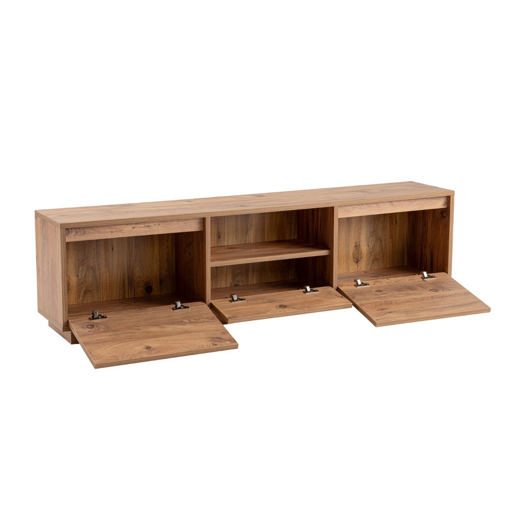 Vanguard - Meuble Tv 3 Portes Rabattables/1 Niche - Pin Atlantique