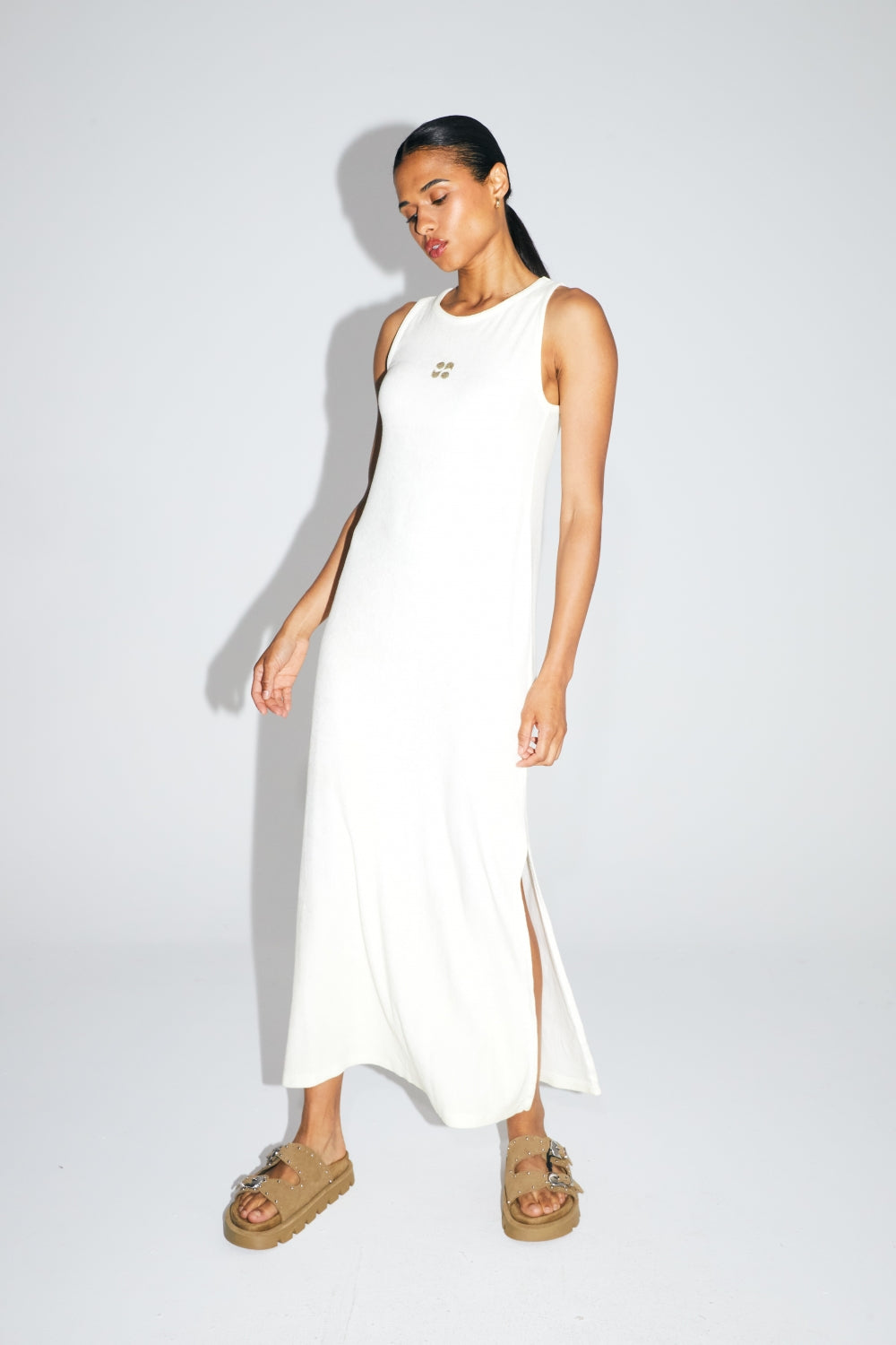 The Long Clara Terry Dress Off White Made In Portugal
