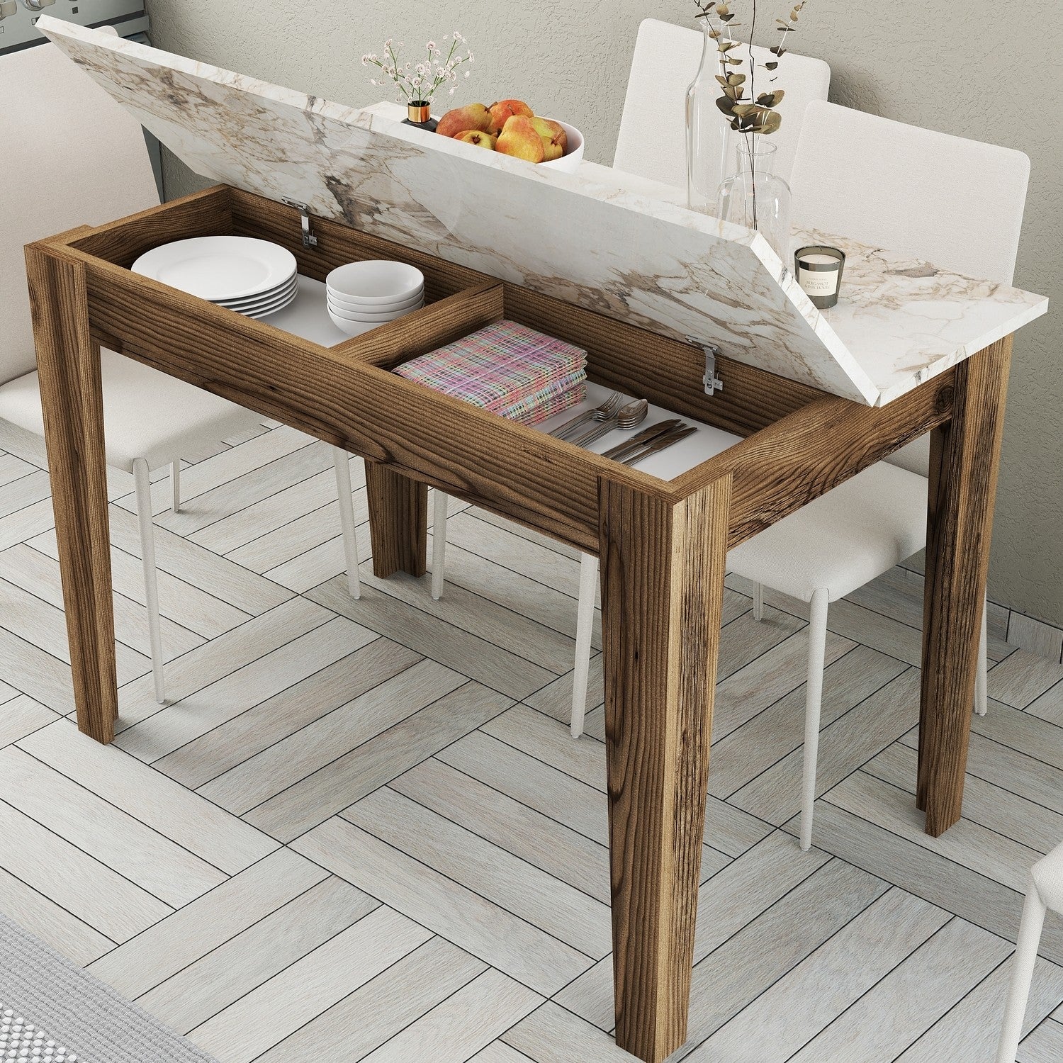Kiev 506 Kitchen Table - Walnut / White