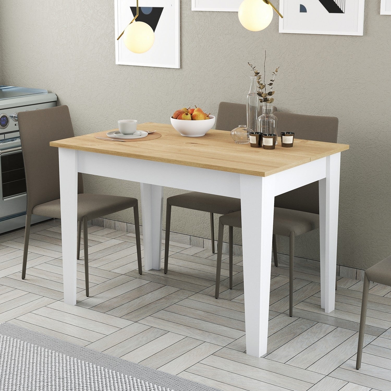 Kiev 512 Kitchen Table - White / Oak