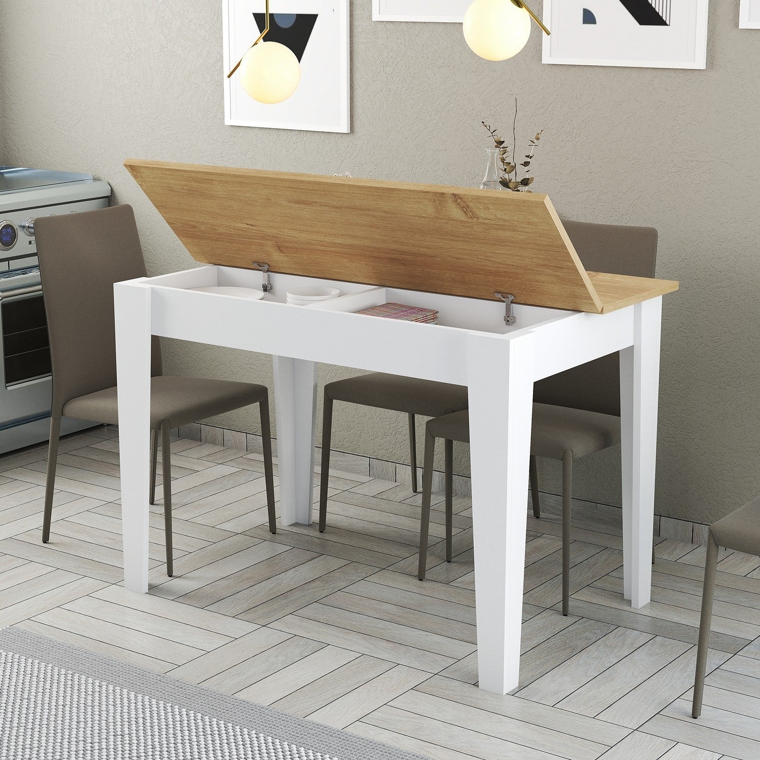 Kiev 512 Kitchen Table - White / Oak