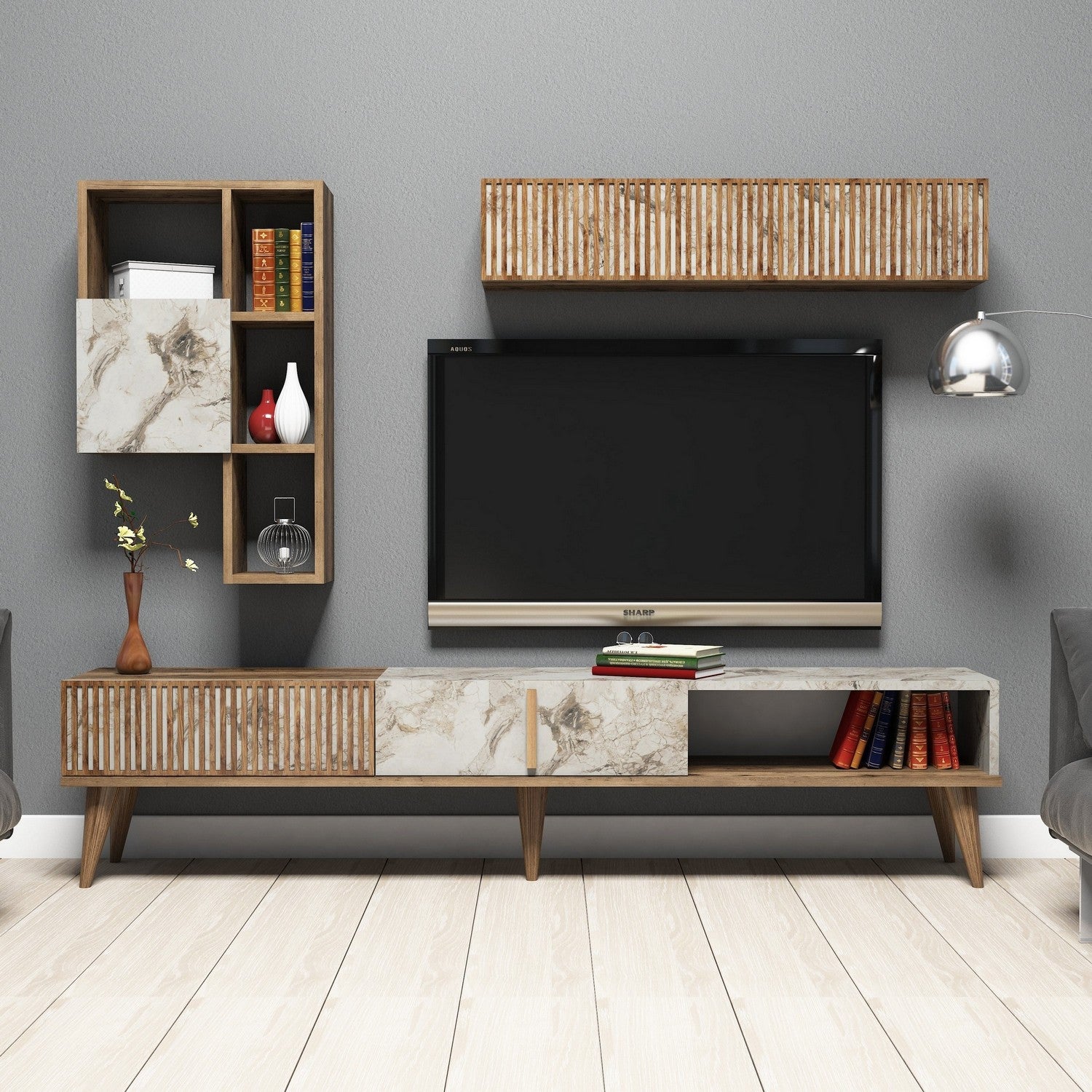 TV Units Milan - Walnut / White