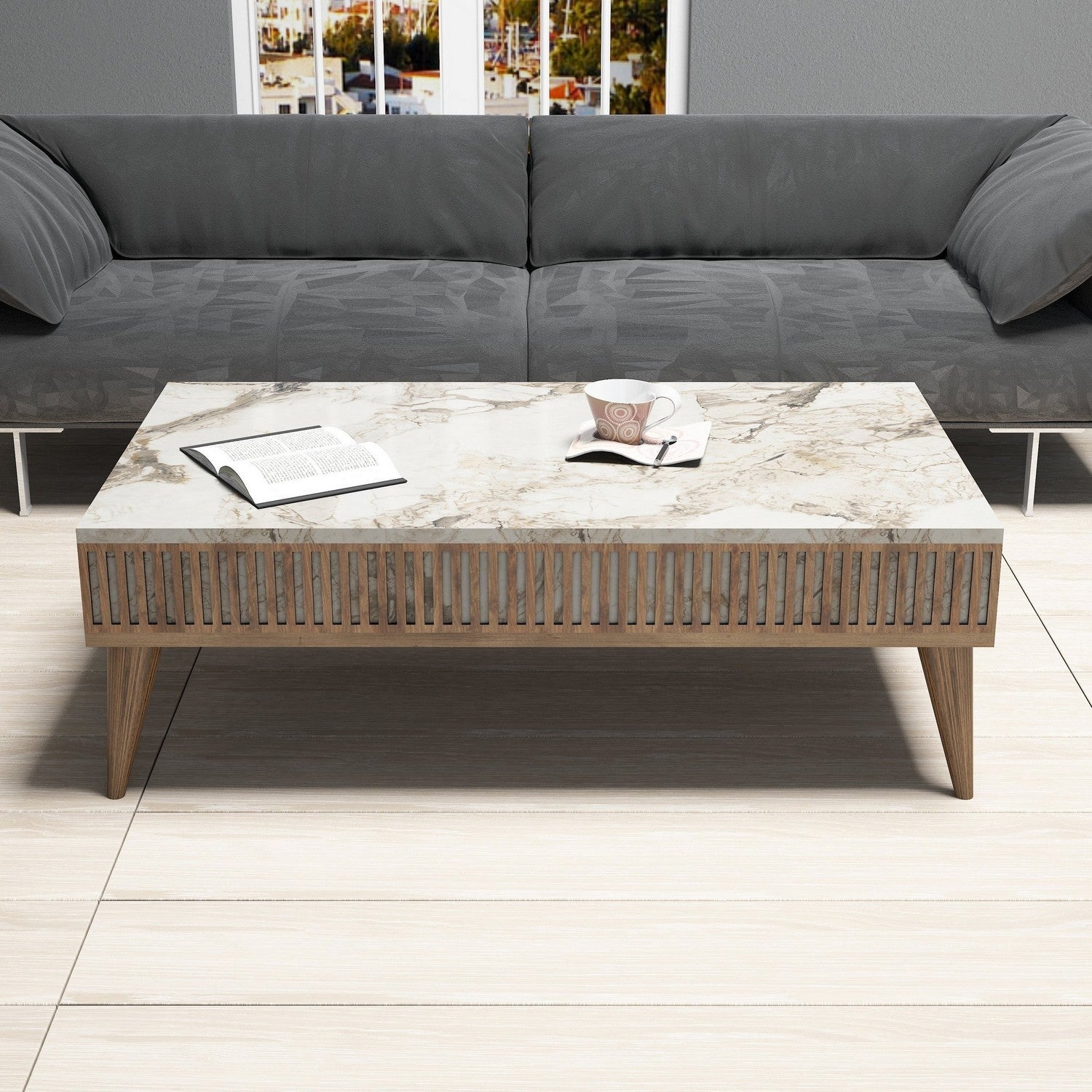 Conjuntos de Muebles de Salón Milan - Nogal / Blanco