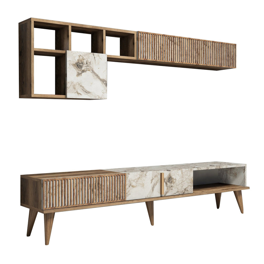 Conjuntos de Muebles de Salón Milan - Nogal / Blanco