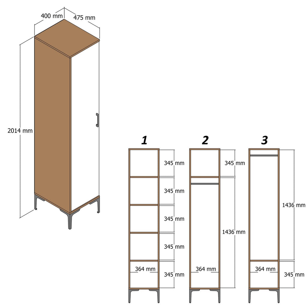 Wardrobes Kumsal P - Walnut / Anthracite