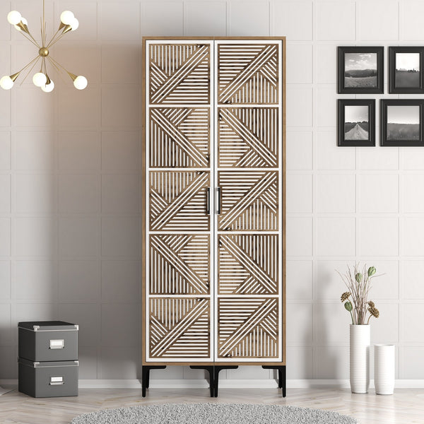 Armoire Kumsal Pp - Noyer / Blanc