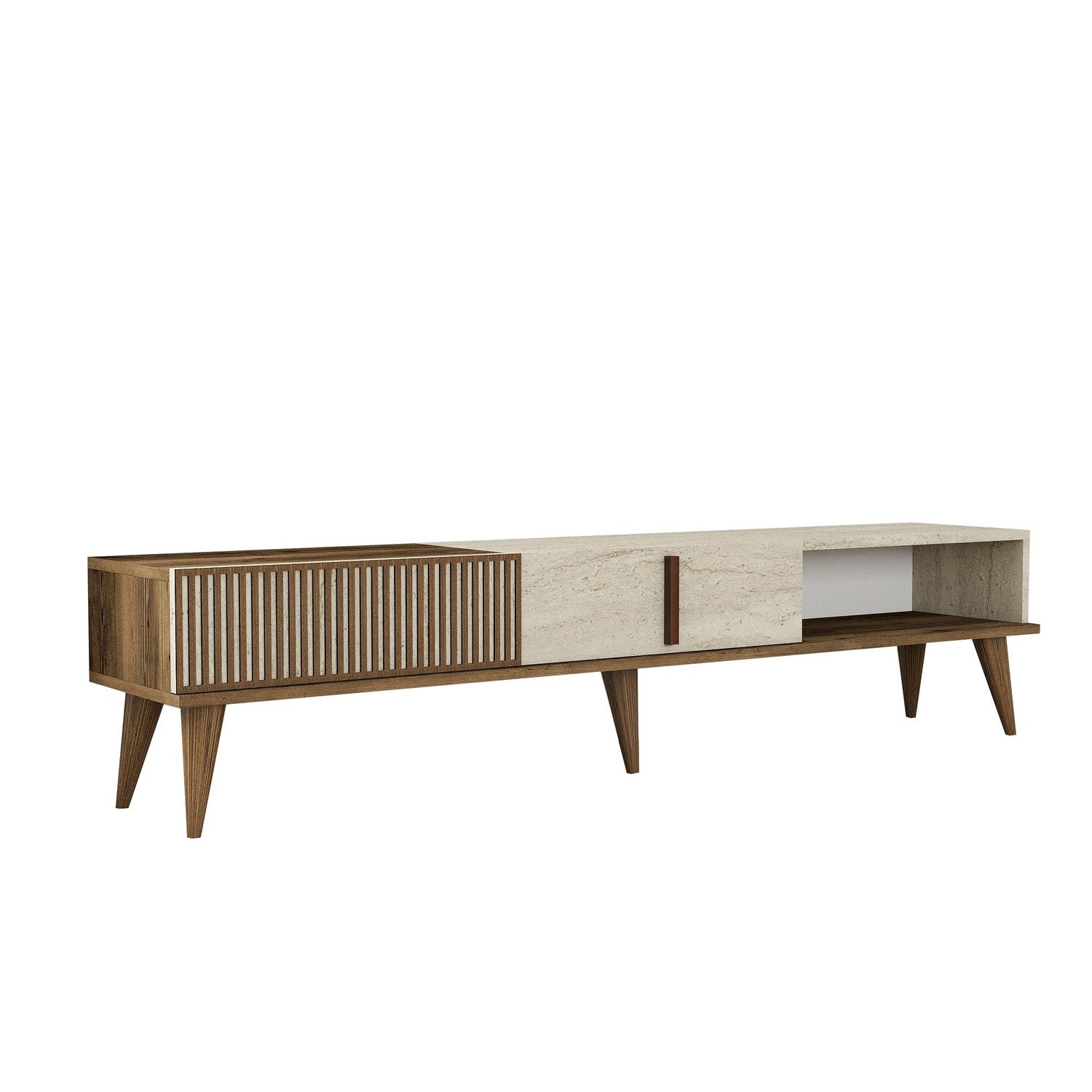TV Unit Milan - Walnut / Travertine