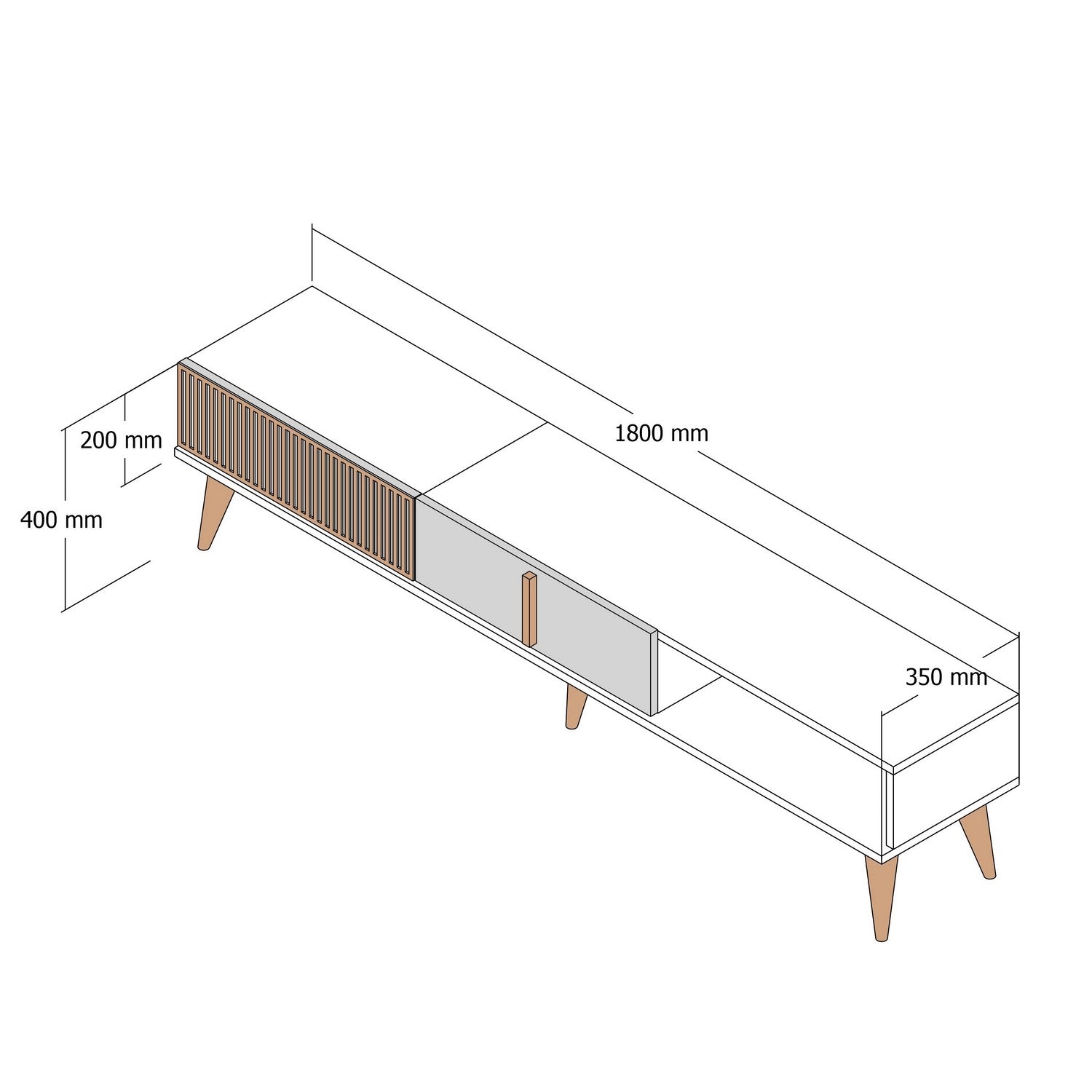 TV Unit Milan - Walnut / Travertine
