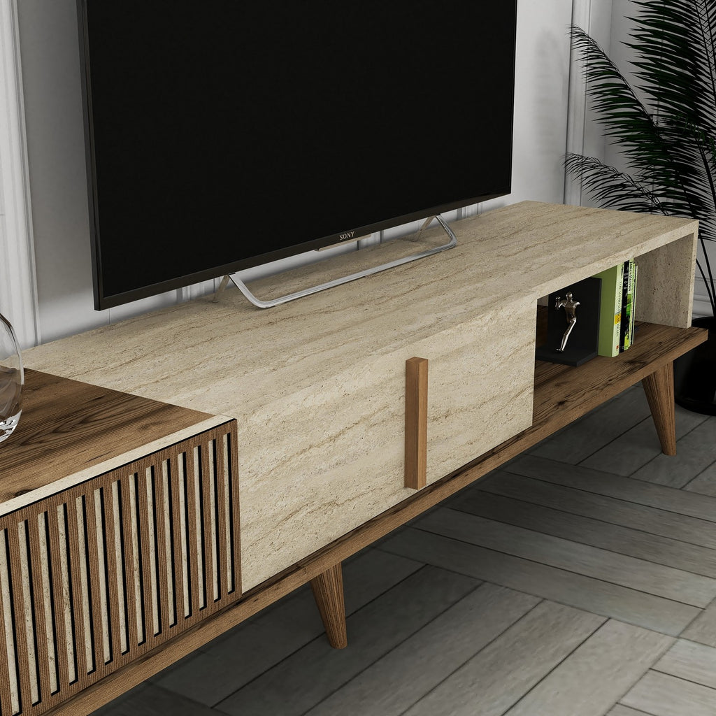 Muebles TV Milan - Nogal / Travertino