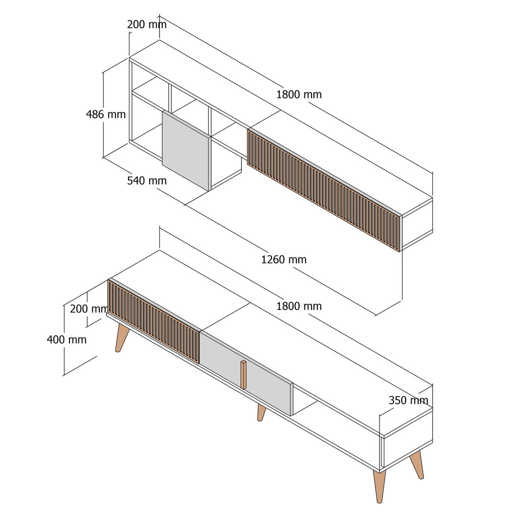 Muebles TV Milan - Nogal / Travertino