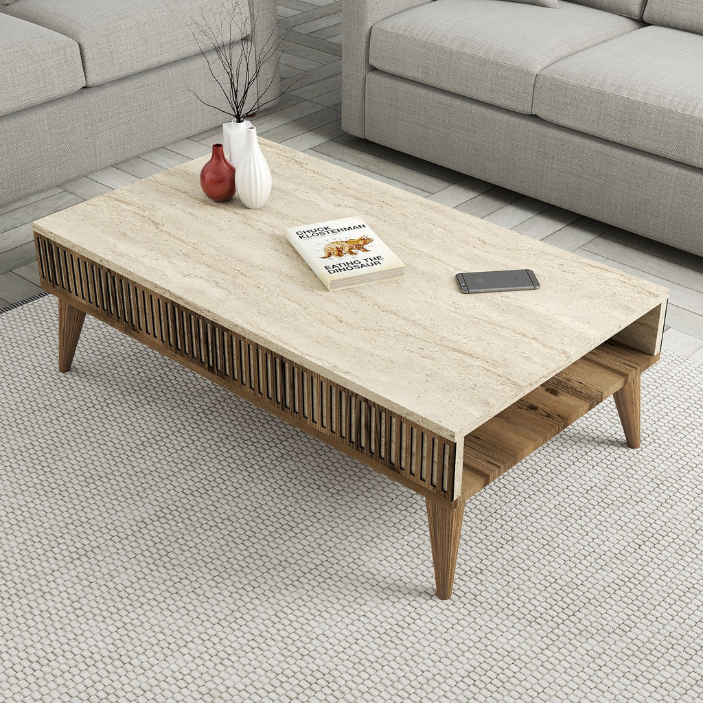 Coffee Tables Milan - Walnut / Travertine