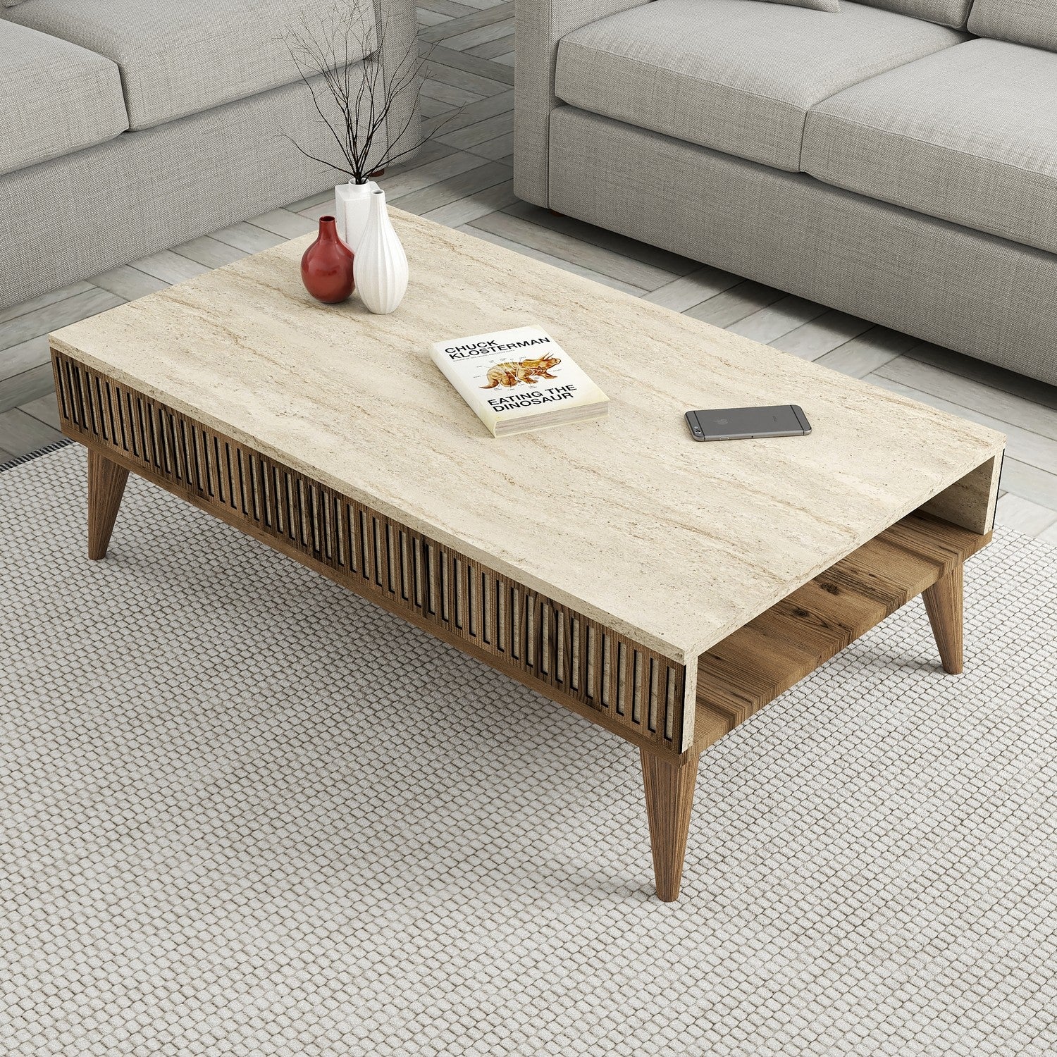 Coffee Tables Milan - Walnut / Travertine