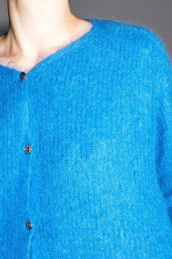 The Angelo Baby Alpaca Royal Blue Cardigan Made In Italy