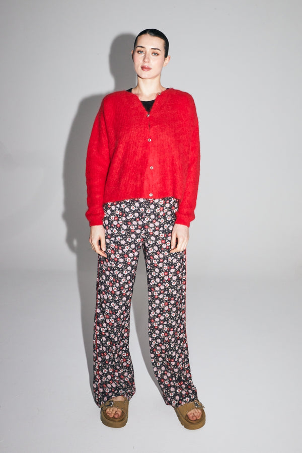 The Angelo Baby Alpaca Intense Red Cardigan Made In Italy
