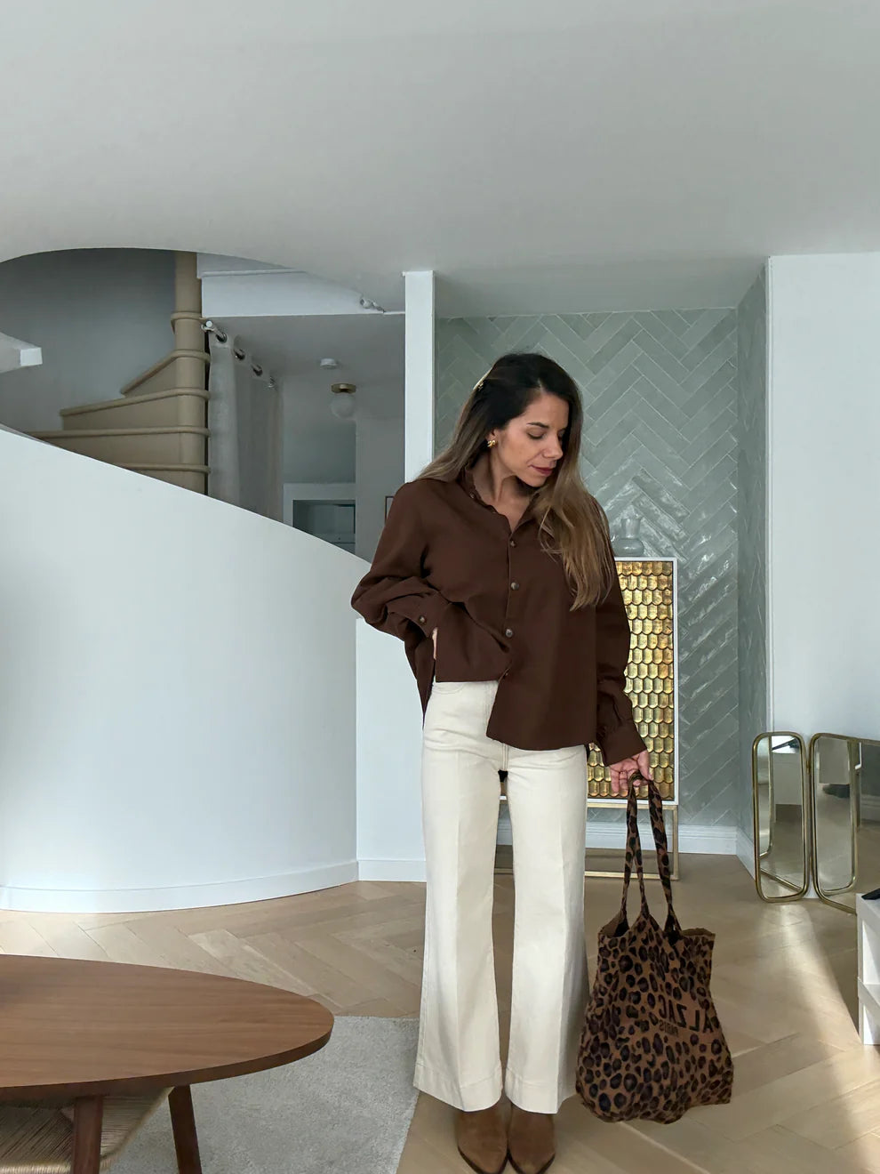 Veste En Jean Céleste Chocolat