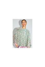 Chemise PaoImprimé Gypsy Fleuri Rose Et Jaune Fabriquée En Italie - Vert