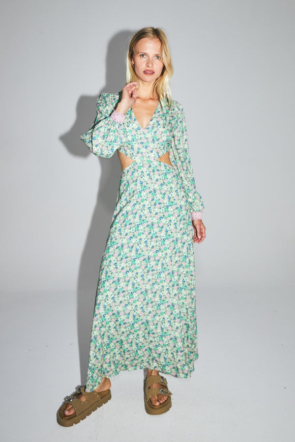 The Carolina Pink and Yellow Floral Gypsy Print Dress