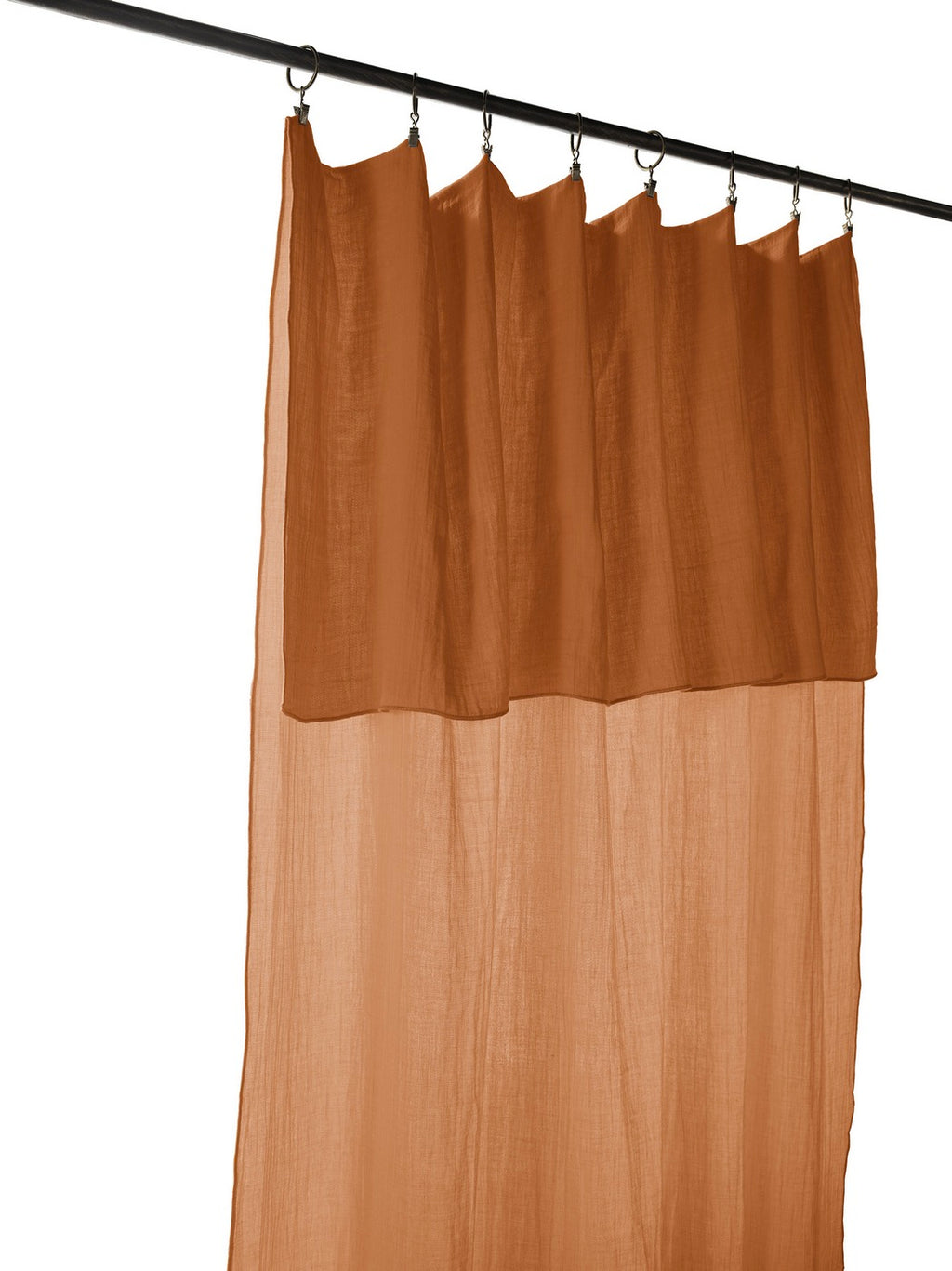Gaïa - Rideau Ajustable + Anneaux Pince - Double Gaze De Coton Unie - Abricot