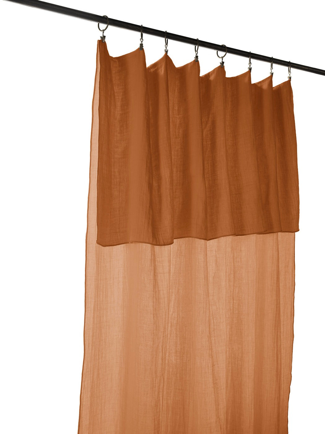 Gaïa - Rideau Ajustable + Anneaux Pince - Double Gaze De Coton Unie - Abricot