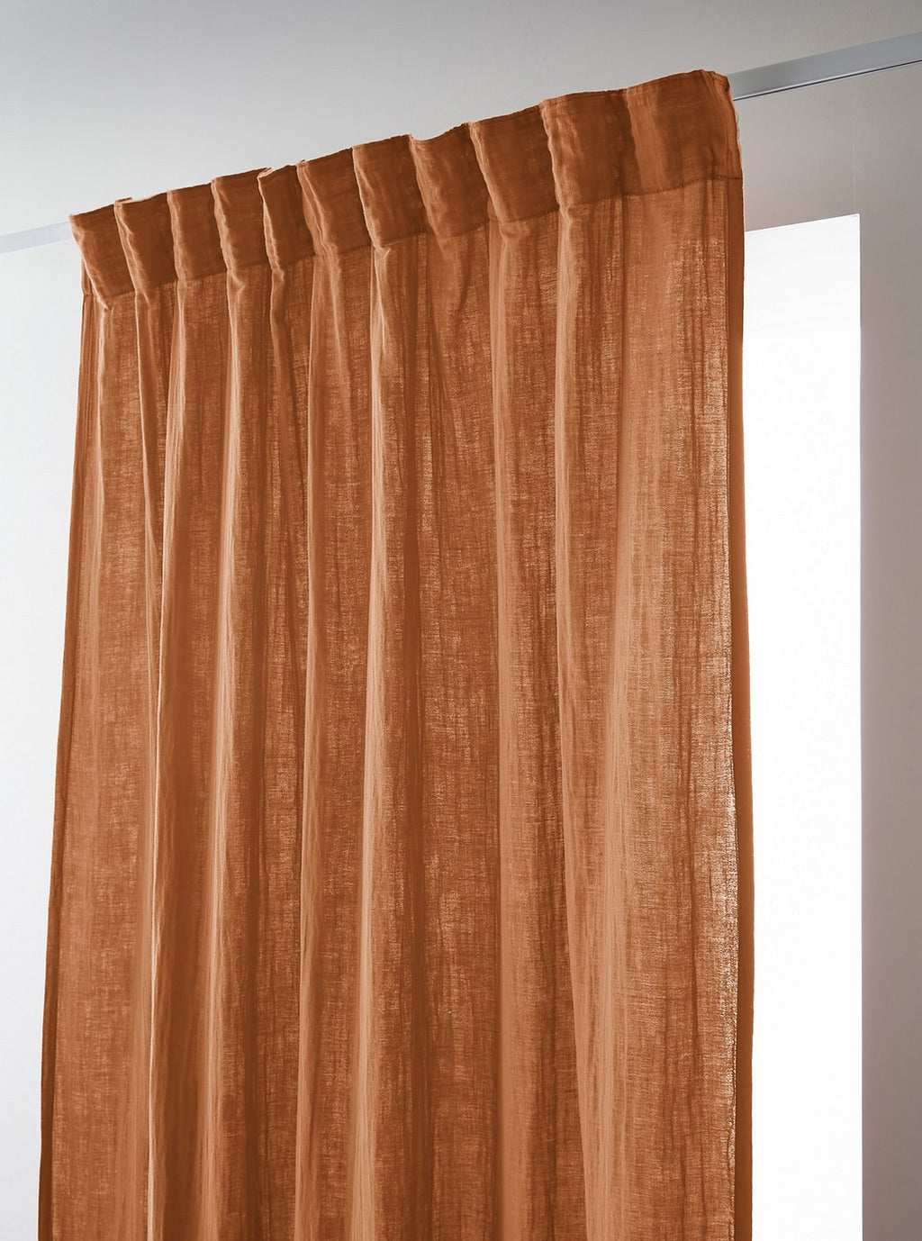 Gaïa - Rideau Galon Fronceur - Double Gaze De Coton Unie - Abricot