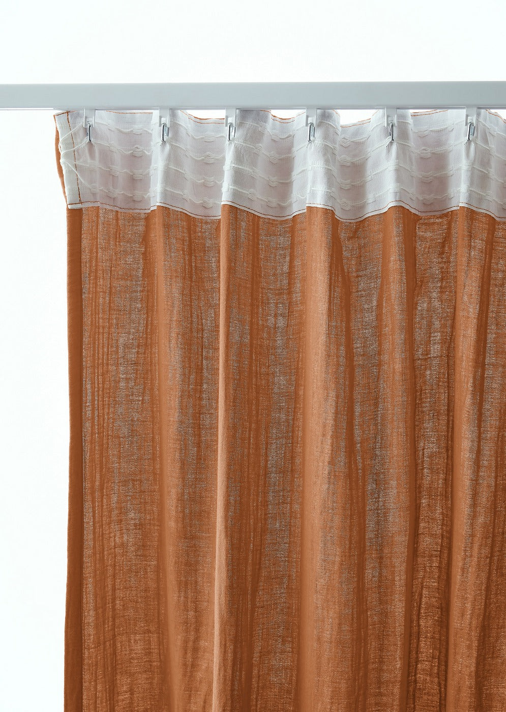 Gaïa - Rideau Galon Fronceur - Double Gaze De Coton Unie - Abricot