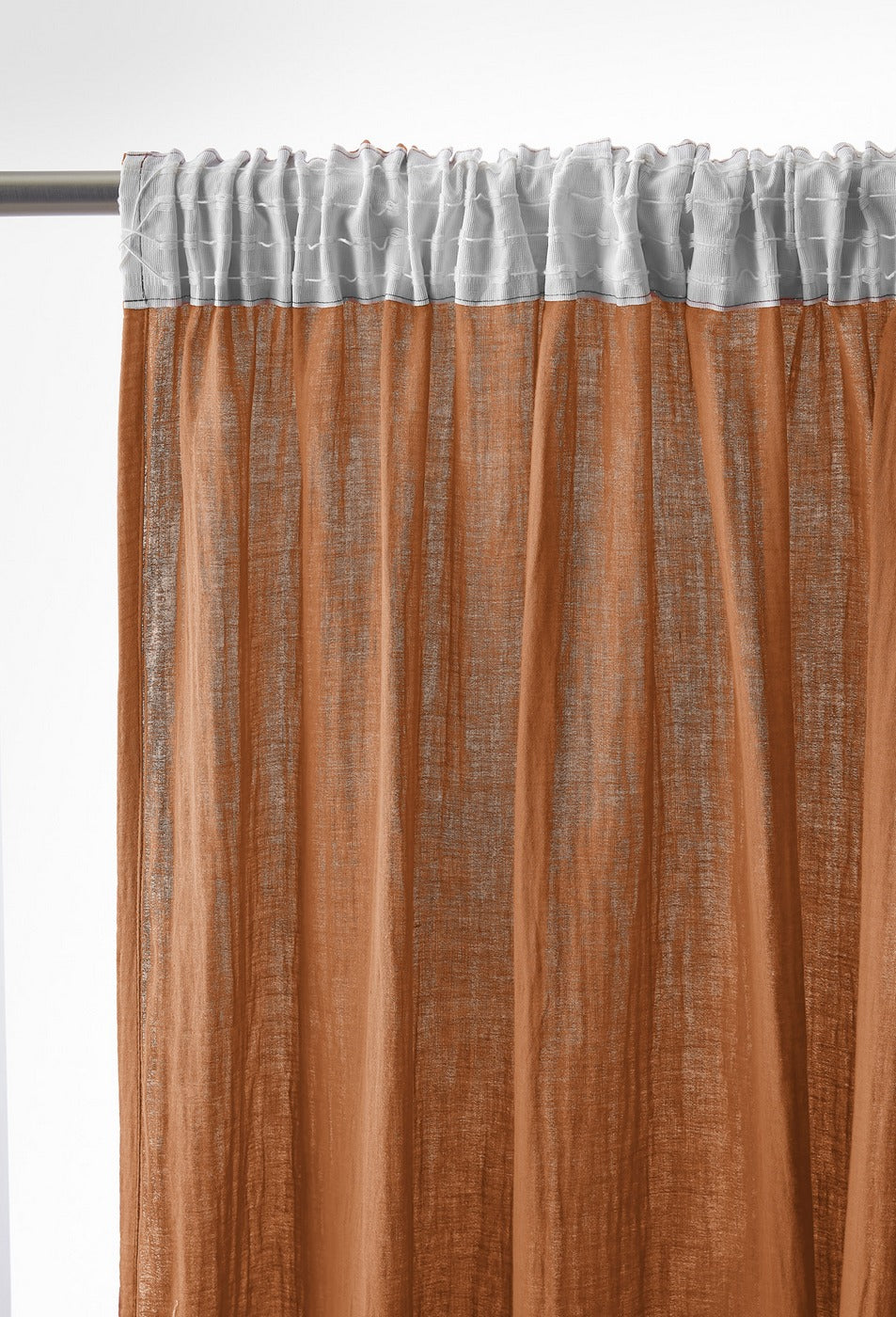 Gaïa - Rideau Galon Fronceur - Double Gaze De Coton Unie - Abricot