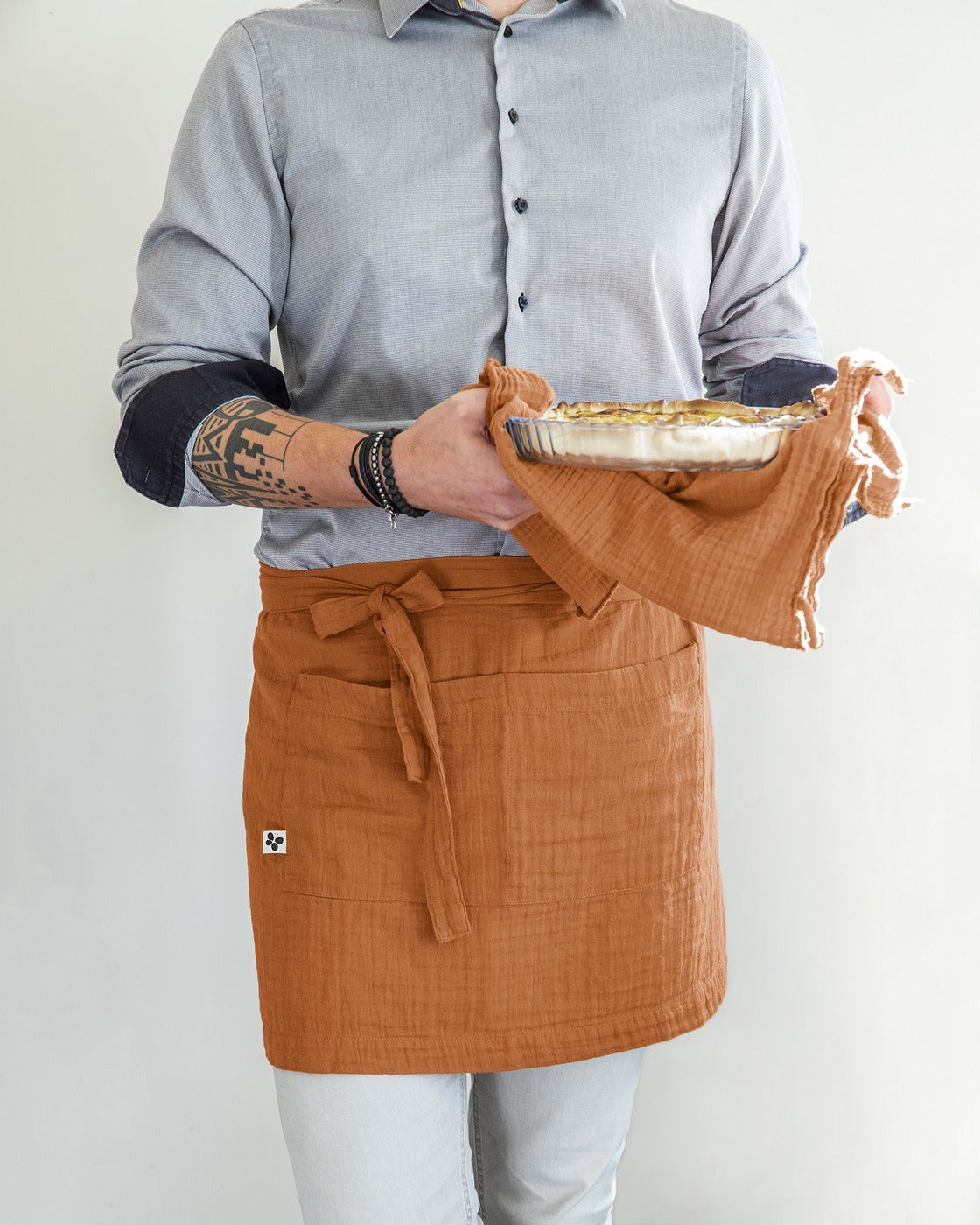 Gaïa - Waiter's Apron - Plain Double Cotton Gauze - Apricot
