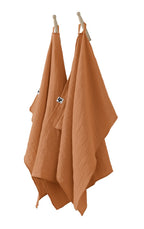 Gaïa - Lot De Essuie-Mains - Double Gaze De Coton Unie - Abricot
