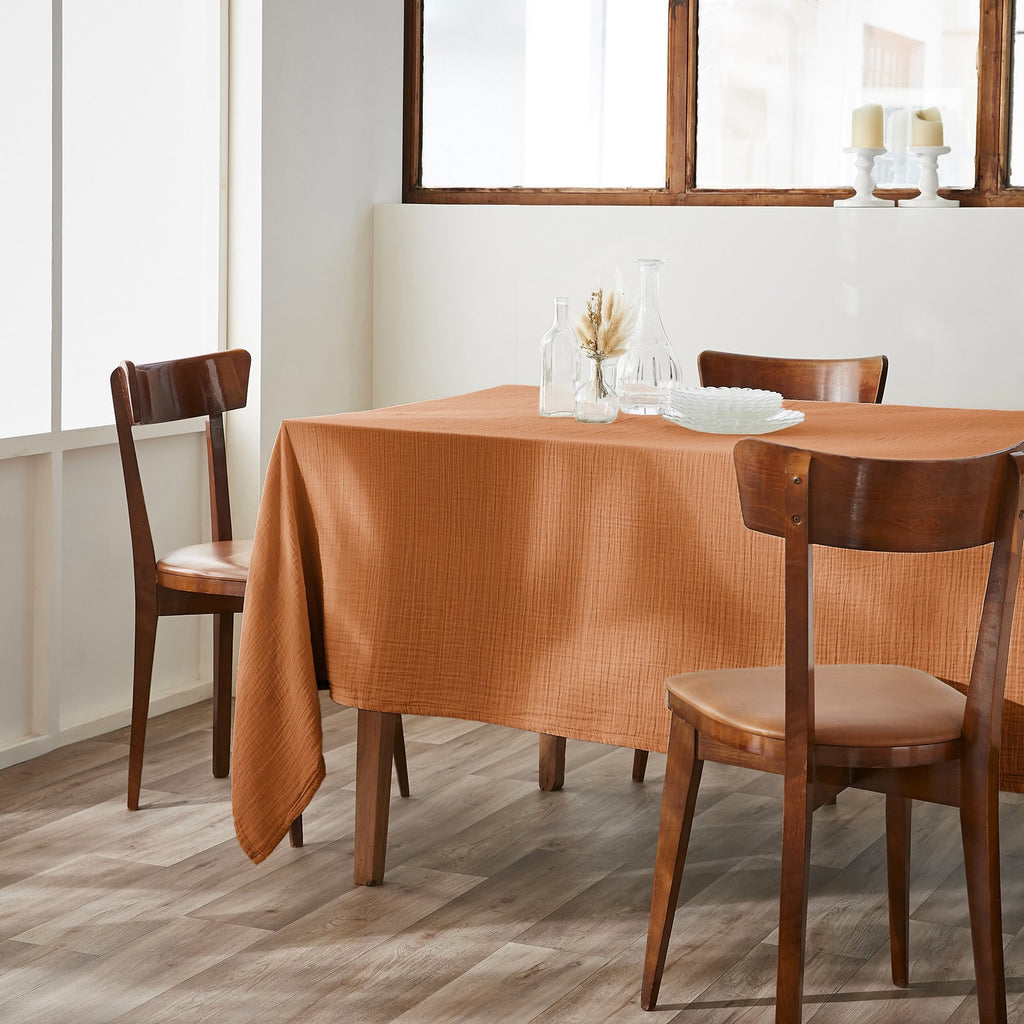 Rectangular Tablecloth - Plain Double Gauze Cotton - Gaia - Apricot