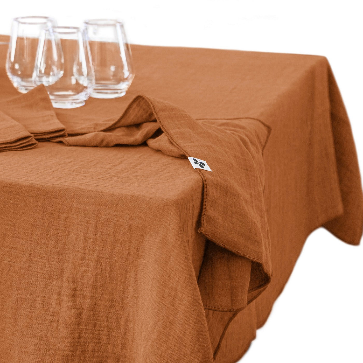 Rectangular Tablecloth - Plain Double Gauze Cotton - Gaia - Apricot