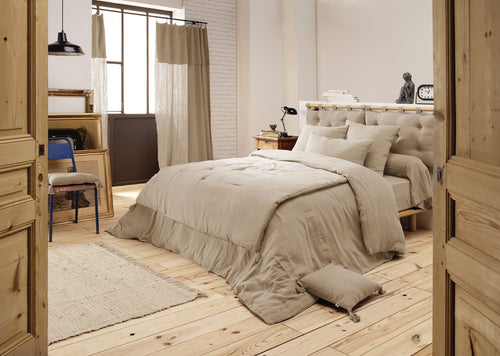 Bout De Lit - Double Gaze De Coton Unie - Gaïa - Ficelle