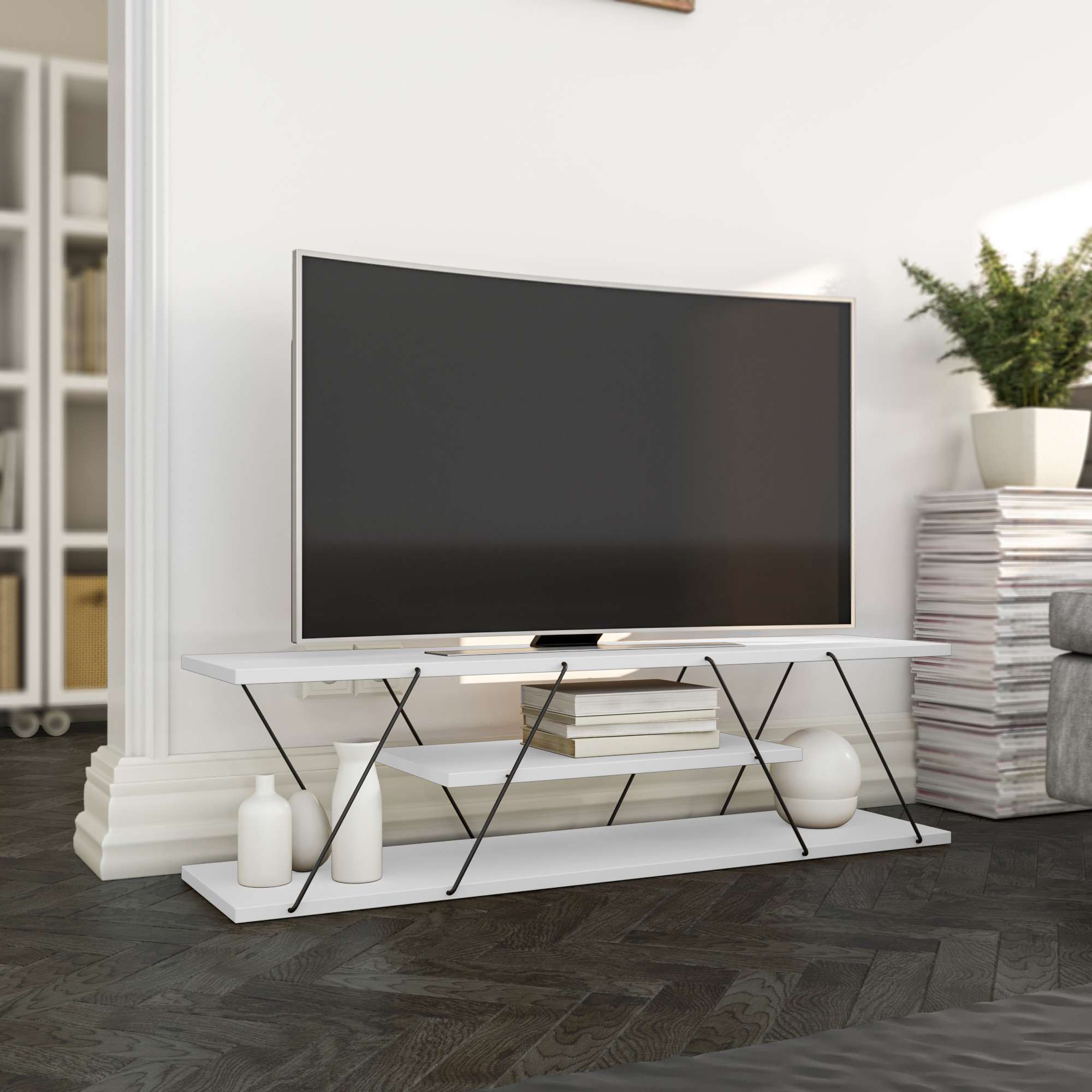 Muebles de TV Canaz V2 - Blanco / Negro