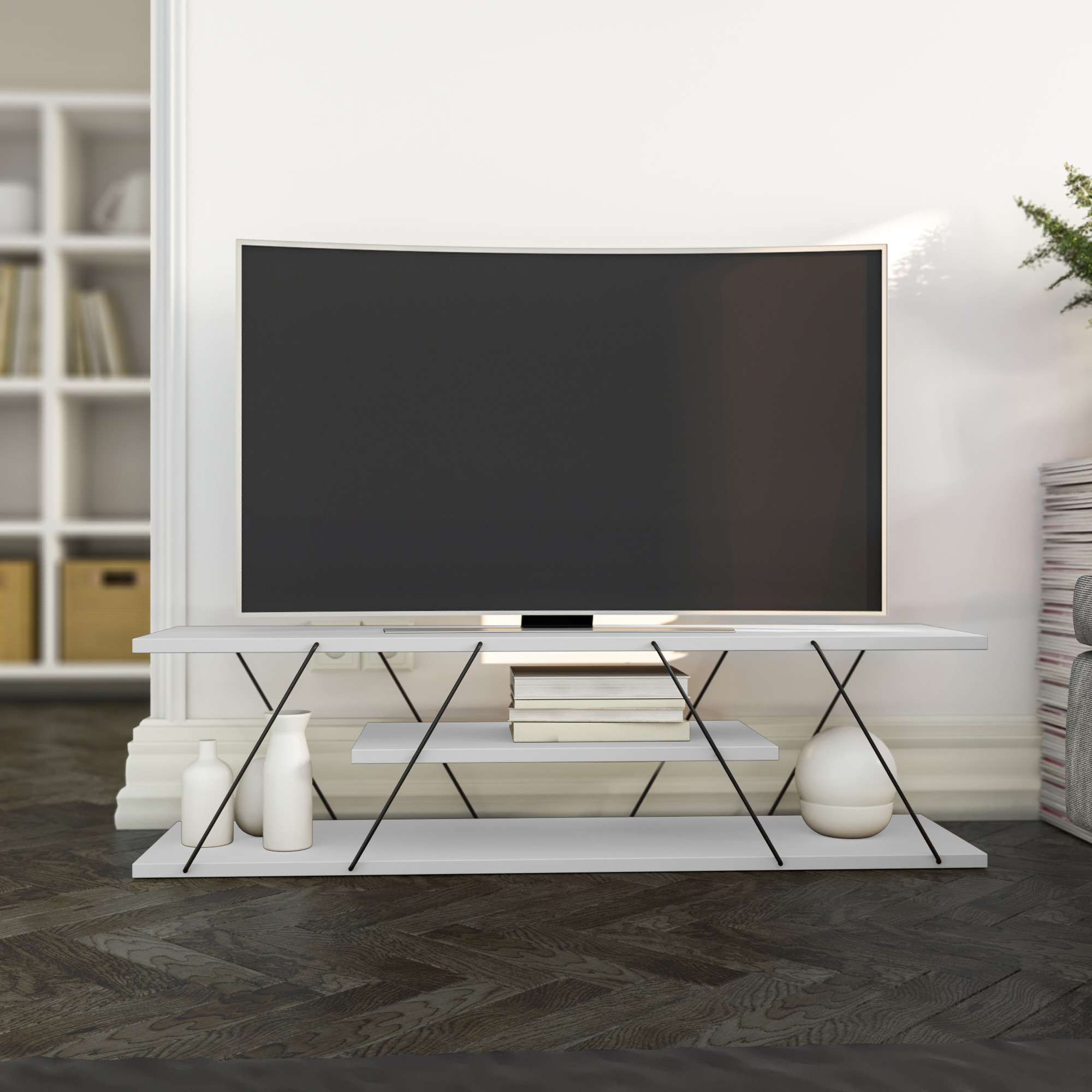 Muebles de TV Canaz V2 - Blanco / Negro
