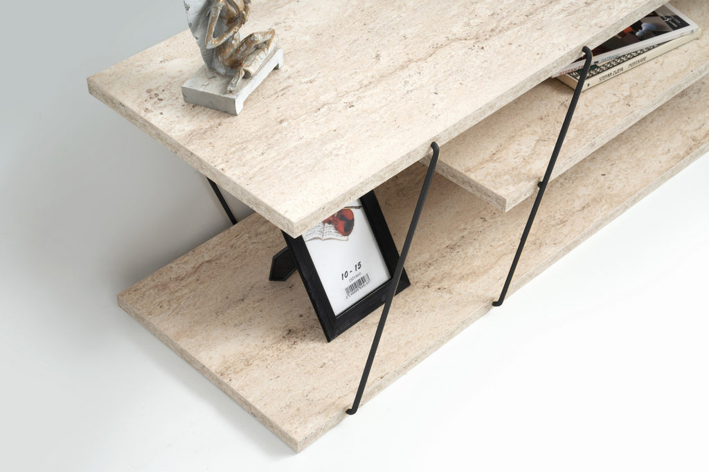 Canaz TV Units - Travertine / Black