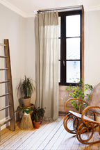 Adjustable Curtain + Clip Rings - Double Plain Cotton Gauze - Gaïa - Twine