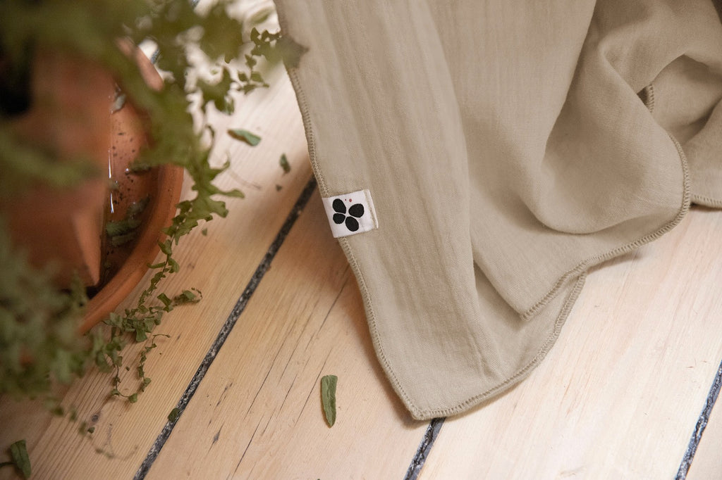 Adjustable Curtain + Clip Rings - Double Plain Cotton Gauze - Gaïa - Twine