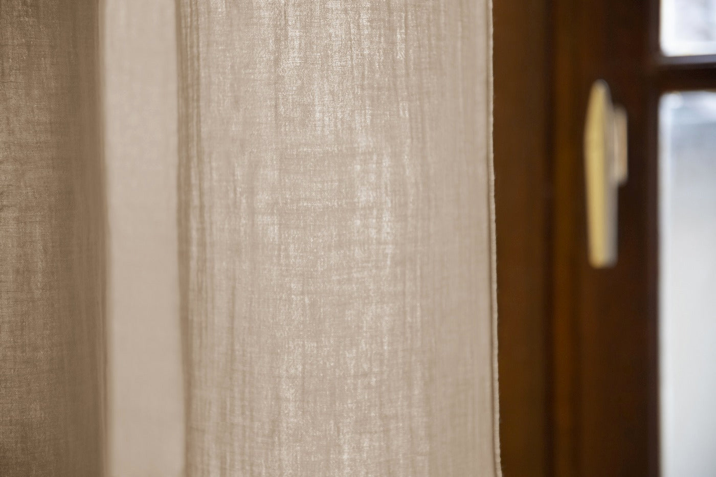 Adjustable Curtain + Clip Rings - Double Plain Cotton Gauze - Gaïa - Twine