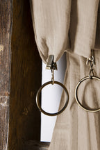 Adjustable Curtain + Clip Rings - Double Plain Cotton Gauze - Gaïa - Twine
