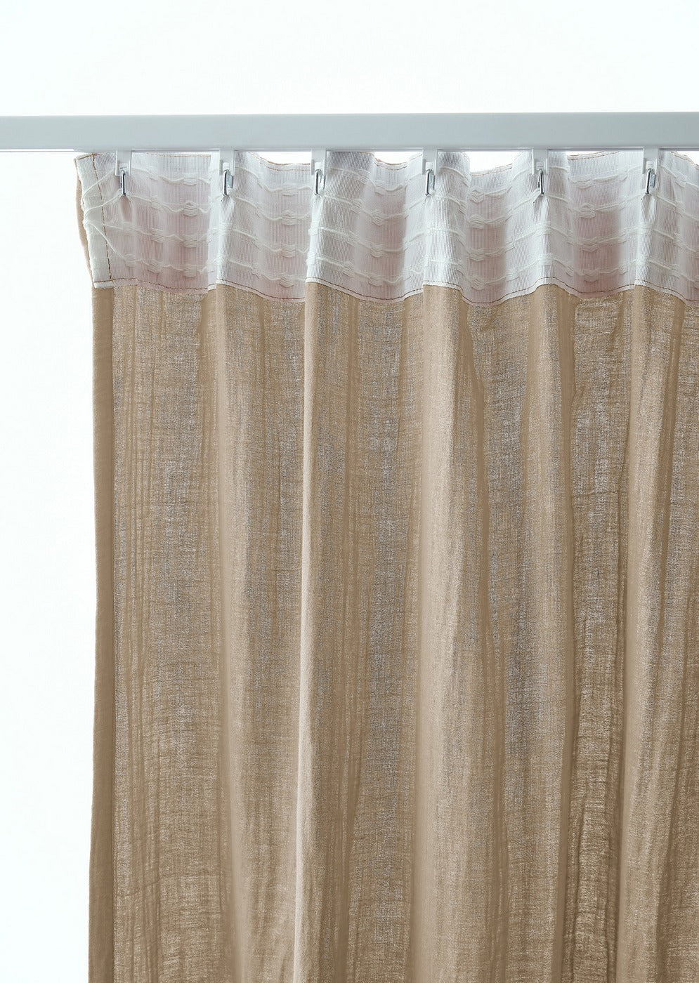 Ruffled Curtain - Double Plain Cotton Gauze - Gaïa - Twine