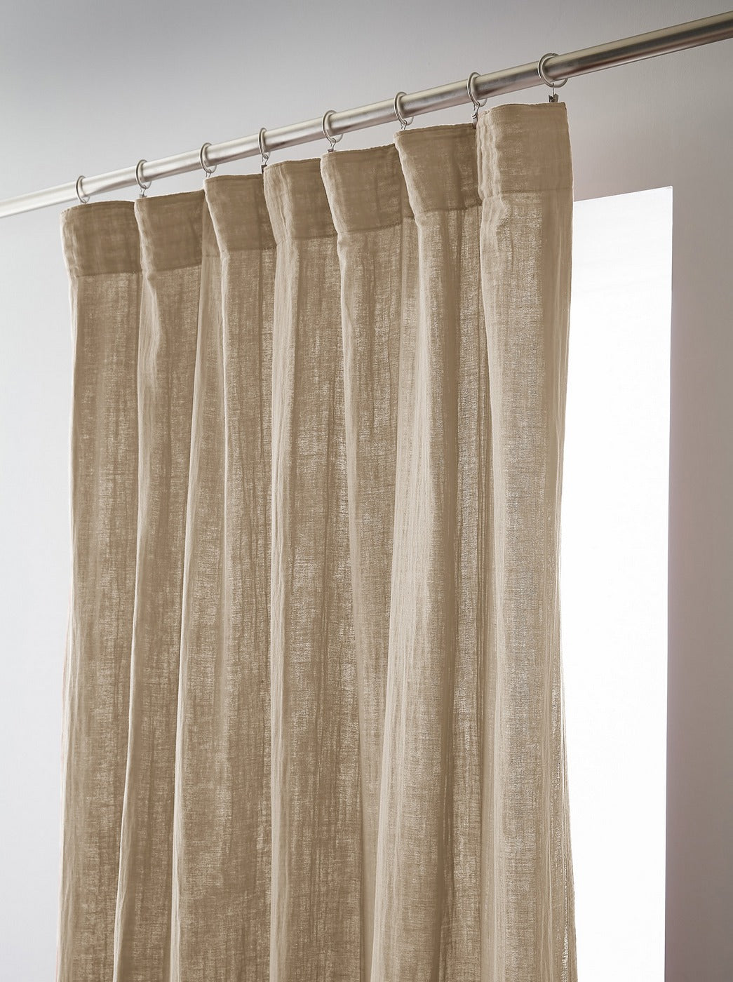Ruffled Curtain - Double Plain Cotton Gauze - Gaïa - Twine