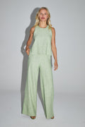 The Lise Blouse In Lemon Green Recycled Tweed Made In Italy