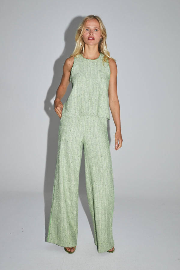 The Lise Blouse In Lemon Green Recycled Tweed Made In Italy