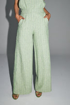 The Charlie Trousers In Lemon Green Recycled Tweed Made In Italy