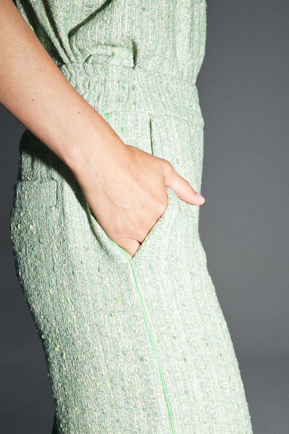 The Charlie Trousers In Lemon Green Recycled Tweed Made In Italy
