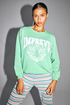 The Eddie Tiger Sweatshirt In Faded Green Organic Cotton