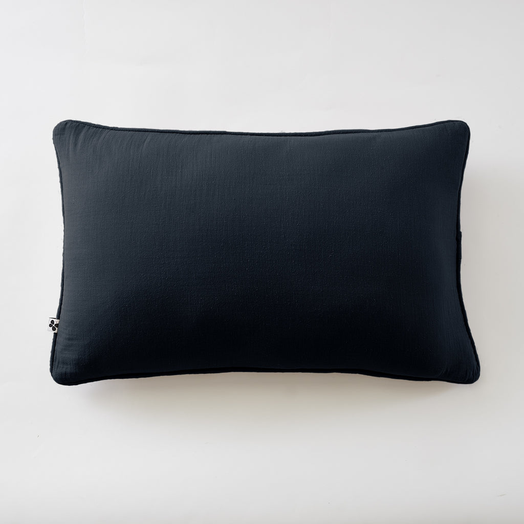 Gaïa - Coussin Déhoussable Avec Passepoil - Double Gaze De Coton Unie - Minuit