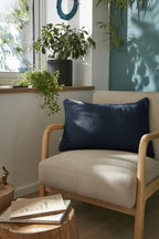 Gaïa - Coussin Déhoussable Avec Passepoil - Double Gaze De Coton Unie - Minuit