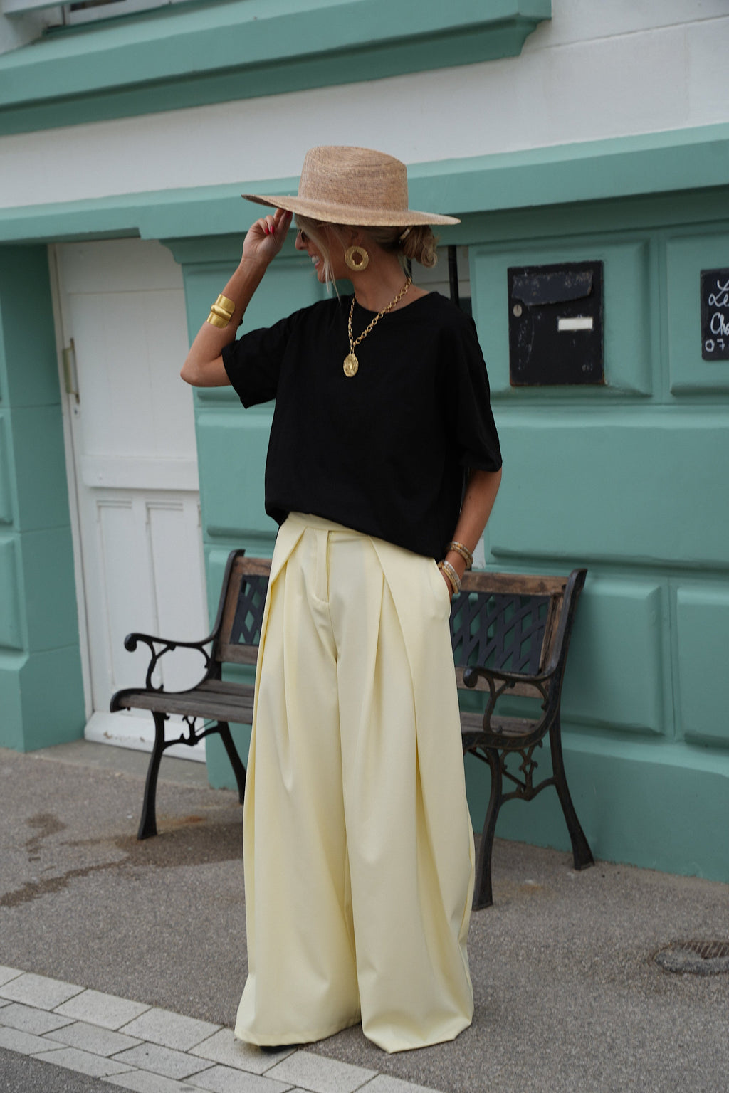 Chelsea Wide Leg Pants - Yellow