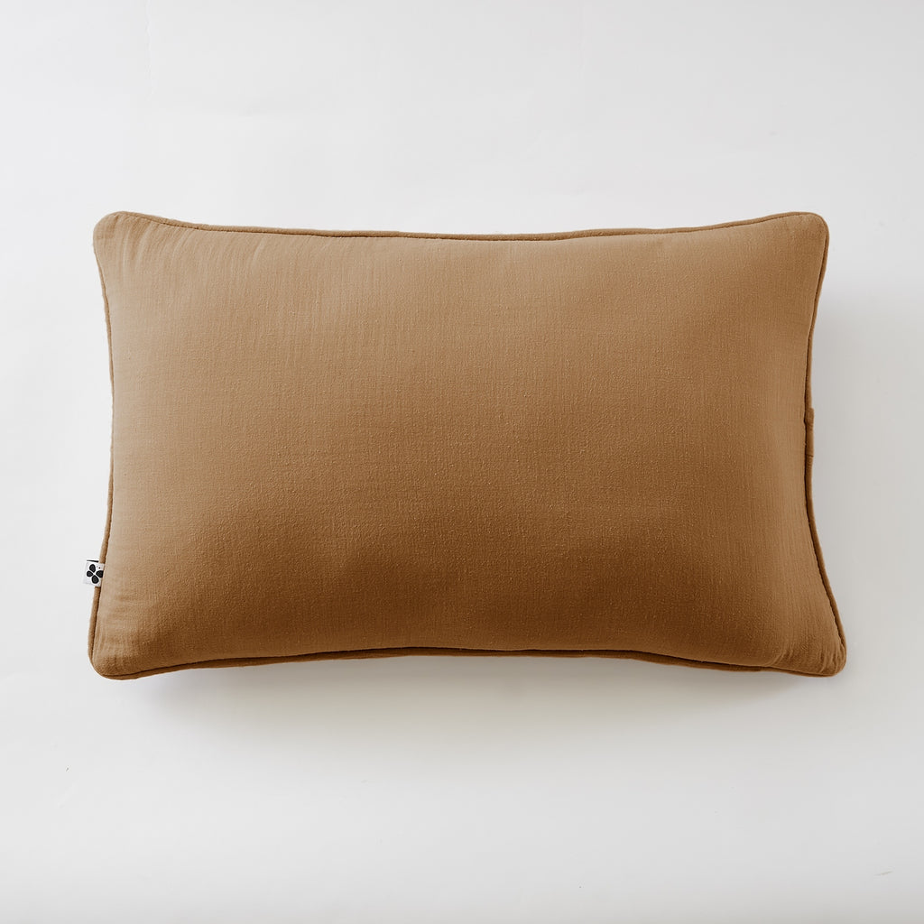 Gaïa - Coussin Déhoussable Avec Passepoil - Double Gaze De Coton Unie - Camel