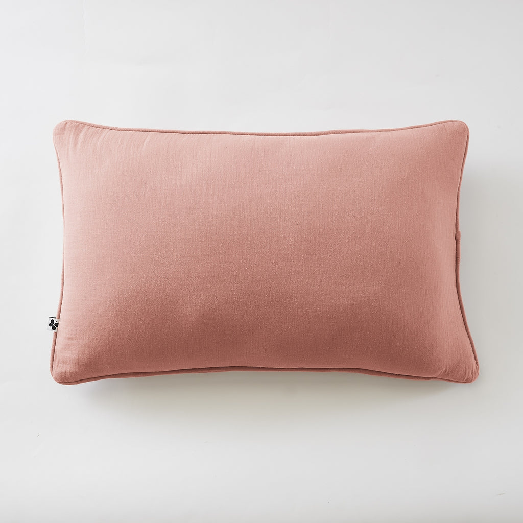 Gaïa - Coussin Déhoussable Avec Passepoil - Double Gaze De Coton Unie - Rose Pêche